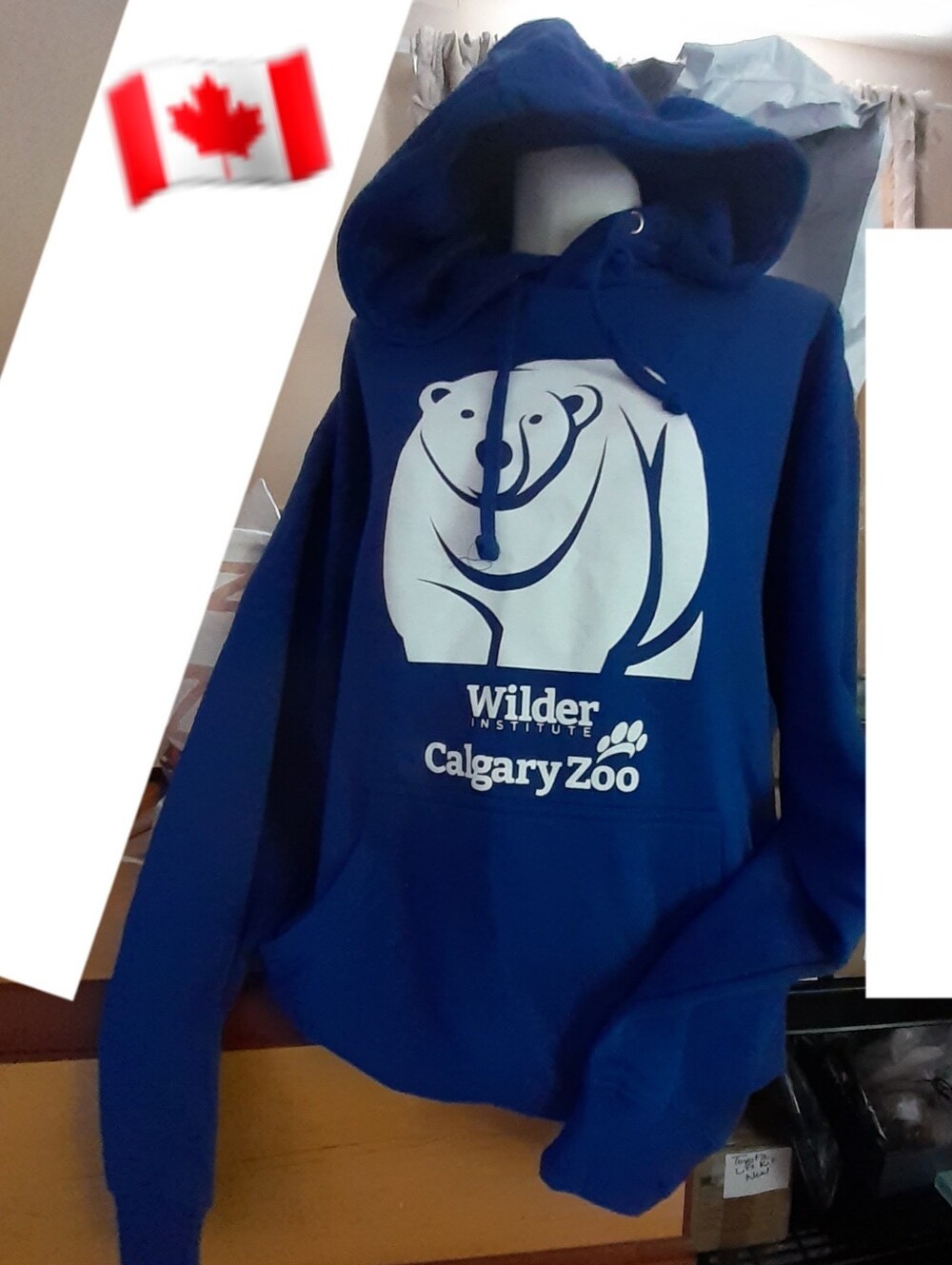 NWT 🐻‍❄🐾Wilder Institute Calgary Zoo Hoodie Polar Bear Large Royal 🟦